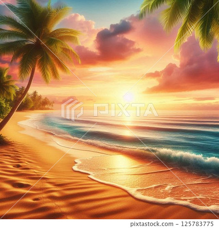 海灘沙色海洋藍色 125783775