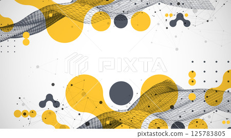 The abstract wave is made in a frame style. Template for science and technology presentation. Vector art. The abstract wave is made in a frame style. Template for science and technology presentation. Vector art. 125783805