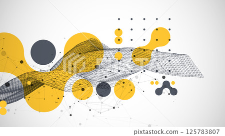 The abstract wave is made in a frame style. Template for science and technology presentation. Vector art. The abstract wave is made in a frame style. Template for science and technology presentation. Vector art. 125783807