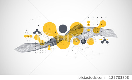 The abstract wave is made in a frame style. Template for science and technology presentation. Vector art. 125783808