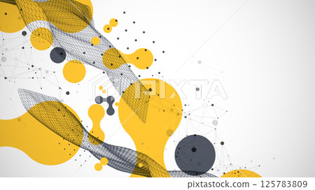 The abstract wave is made in a frame style. Template for science and technology presentation. Vector art. 125783809