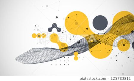 The abstract wave is made in a frame style. Template for science and technology presentation. Vector art. The abstract wave is made in a frame style. Template for science and technology presentation. Vector art. 125783811