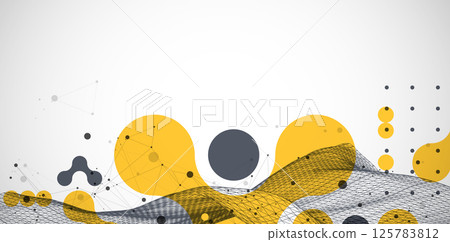 The abstract wave is made in a frame style. Template for science and technology presentation. Vector art. 125783812
