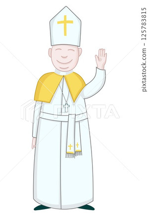New Pope greets in cartoon style. Vertical vector illustration New Pope greets in cartoon style. Vertical vector illustration 125783815