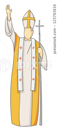 Greeting to the faithful in flat style of the new Christian Pope. Vertical vector illustration 125783816