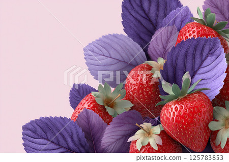 Strawberries and Purple Leaves 125783853