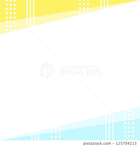 Square background with polka dot and striped frame in yellow and light blue Square background with polka dot and striped frame in yellow and light blue 125784213