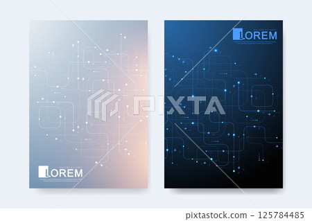Abstract digital technology cover template design for a report and brochure, flyer, leaflets, poster, header, banner, website, presentation. Vector illustration 125784485