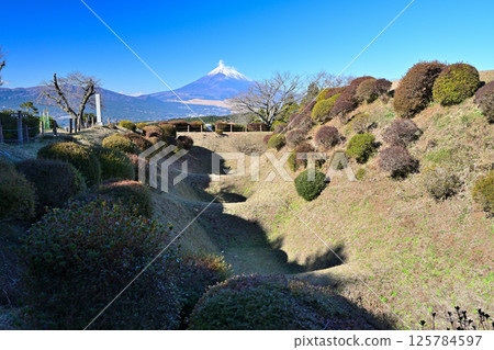 伊豆國的「山中城」眺望富士山：松井與圍牆 125784597