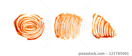 Smeared puddle of tomato dressing texture or ketchup spot 125785091
