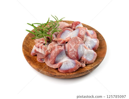 Poultry Offal Isolated, Raw Chicken Stomach, Poultry Giblets, Fresh Turkey Stomach, Chicken Gizzard Poultry Offal Isolated, Raw Chicken Stomach, Poultry Giblets, Fresh Turkey Stomach, Chicken Gizzard 125785097