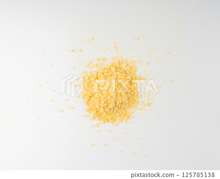 Bread crumbs isolated, scattered breadcrumbs, crushed rusk bread crumbs for nuggets, panko 125785138