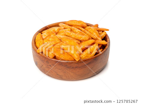 Senbei isolated, kaki no tane rice cracker, japanese crispy snack, sembei, okaki, Asian baked sweets 125785267