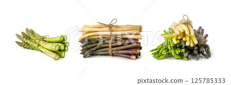 Raw Garden Asparagus, Fresh Red Spring Vegetables, Asparagus Officinalis Edible Sprouts 125785333