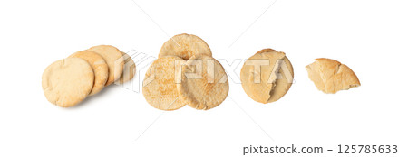 Pita flat bread, wheaten pitta flatbread also known as Arabic bread, chapati, greek pita naan, khubz 125785633