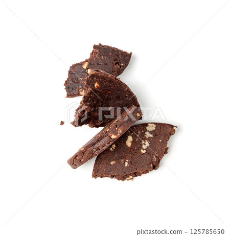 Protein cookie, round protein brownie with chocolate and cocoa, gluten-free cookies 125785650