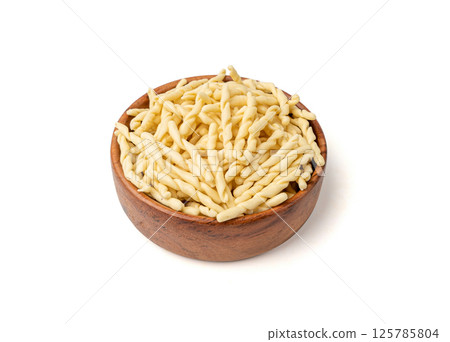 Raw Trofie Pasta, Dry Italian Macaroni, Traditional Genoa Food, Raw Noodle, Modern Ligurian Cuisine 125785804