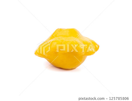 Marinated patty pan isolated, pickled pattypan squash, salted yellow patisson, fermented scallop 125785806