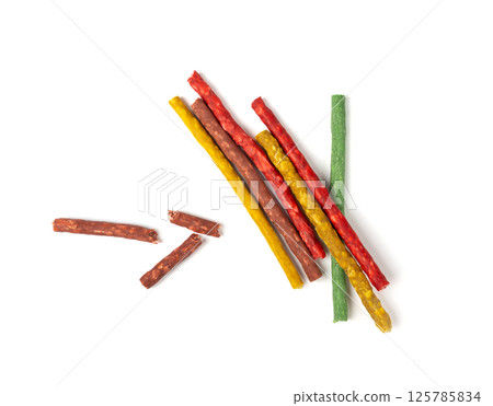 Rawhide chew sticks for dogs, colorful collagen dog food, pressed dry kibble, dental care treats Rawhide chew sticks for dogs, colorful collagen dog food, pressed dry kibble, dental care treats 125785834