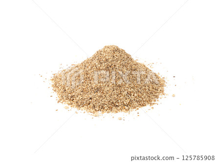 Milk thistle seeds powder, crushed silybum marianum grains pile, milled dry blessed milkthistle Milk thistle seeds powder, crushed silybum marianum grains pile, milled dry blessed milkthistle 125785908