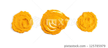 Orange Hummus Smear Isolated Spicy Tahini Spread Orange Hummus Smear Isolated Spicy Tahini Spread 125785979