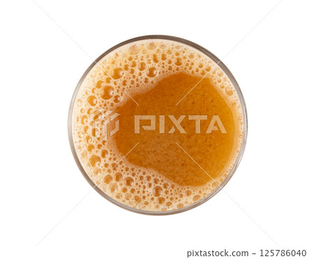 Maca powder drink isolated, dry Peruvian ginseng beverage, powder in water, ground ayak willku tea 125786040
