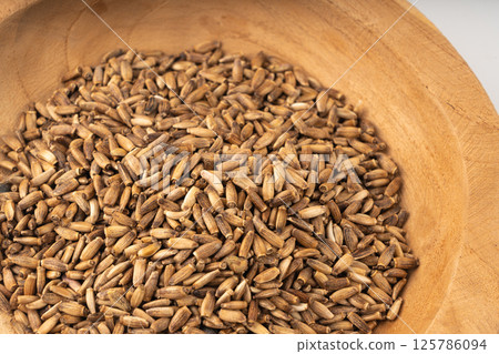 Milk thistle seeds, silybum marianum grains, dry blessed milkthistle fruits, variegated thistle kernels Milk thistle seeds, silybum marianum grains, dry blessed milkthistle fruits, variegated thistle kernels 125786094