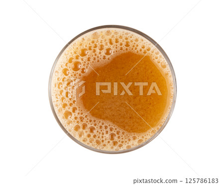 Maca powder drink isolated, dry Peruvian ginseng beverage, powder in water, ground ayak willku tea 125786183