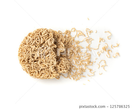 Raw Noodles, Dry Round Ramen Noodle, Uncooked Korea Vermicelli, Chinese Wheat Pasta Raw Noodles, Dry Round Ramen Noodle, Uncooked Korea Vermicelli, Chinese Wheat Pasta 125786325