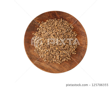 Milk thistle seeds, silybum marianum grains, dry blessed milkthistle fruits, variegated thistle kernels 125786355