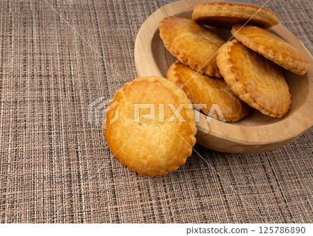 Netherlands traditional cookies, Holland almond filled cake, Dutch marzipan pastry, Gevulde koek 125786890
