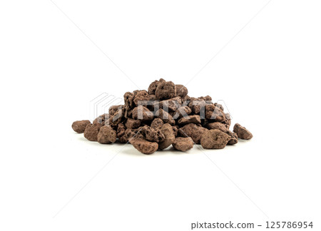 Volcano Stone Isolated, Red Volcanic Pumice, a Cold Piece of Lava, Basalt Extrusive Igneous Rock 125786954