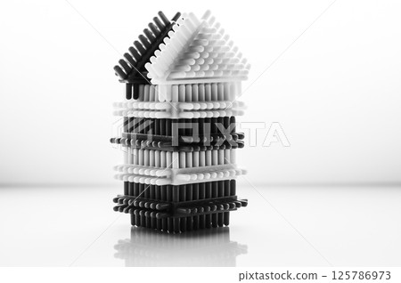 The play construction set in a monochrome palette looks minimalist. The children's construction set emphasizes structure and design. The play construction set in a monochrome palette looks minimalist. The children's construction set emphasizes structure and design. 125786973