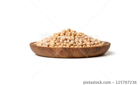 Chickpea, chick pea pile, dry Cicer arietinum fruits, raw Bengal gram legume, garbanzo beans 125787236