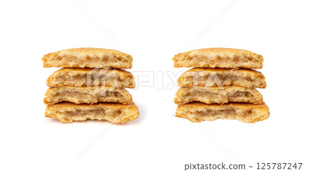 Netherlands traditional cookies isolated, Holland almond filled cake, Dutch marzipan pastry 125787247