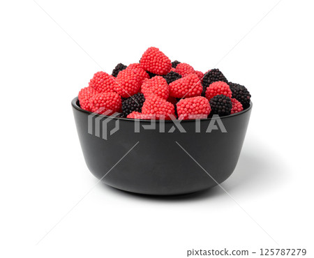 Gummy berries, chewy raspberries or jelly blackberries, gelatin candies fruit marmalade Gummy berries, chewy raspberries or jelly blackberries, gelatin candies fruit marmalade 125787279