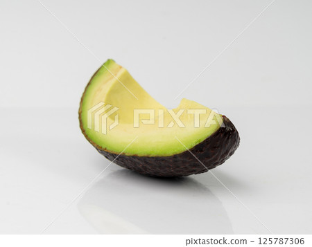 Hass Avocado Half Isolated, Whole Sharwil Set, Brown Avocados Slice, Fresh Alligator Pear, Persea Americana 125787306