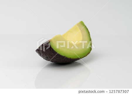 Hass Avocado Half Isolated, Whole Sharwil Set, Brown Avocados Slice, Fresh Alligator Pear, Persea Americana 125787307