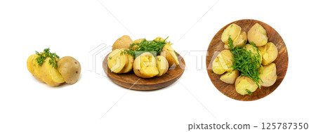 Boiled Potato in Skin Isolated, Whole Prepared Unpeeled Vegetables, Healthy Diet Ingredient, Boiled Potato Boiled Potato in Skin Isolated, Whole Prepared Unpeeled Vegetables, Healthy Diet Ingredient, Boiled Potato 125787350
