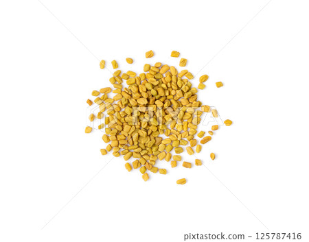 Fenugreek Seeds Isolated, Dry Trigonella, Spicy Methi Dana Grains, Indian Kitchen Seasoning Ingredient Fenugreek Seeds Isolated, Dry Trigonella, Spicy Methi Dana Grains, Indian Kitchen Seasoning Ingredient 125787416