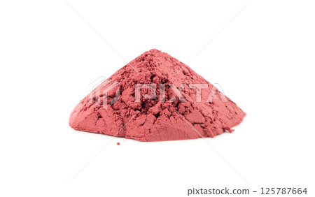 Acai powder circle pile, violet superfood dust, pink fruit flour extract mound Acai powder circle pile, violet superfood dust, pink fruit flour extract mound 125787664