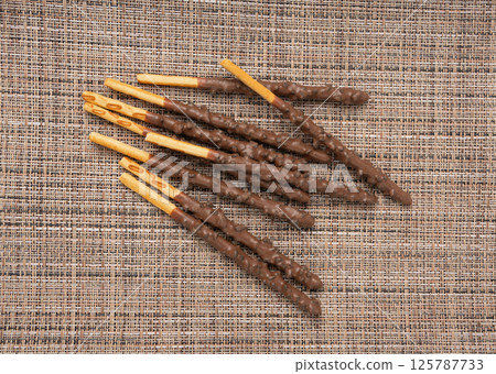 Chocolate cookie sticks, long choco pastries, japan biscuit tubes, korea cracker sticks Chocolate cookie sticks, long choco pastries, japan biscuit tubes, korea cracker sticks 125787733