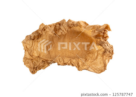 Crumpled Craft Paper on White, Rugged Wrapping Old Paper Texture, Empty Brown Wrinkled Sheet Crumpled Craft Paper on White, Rugged Wrapping Old Paper Texture, Empty Brown Wrinkled Sheet 125787747