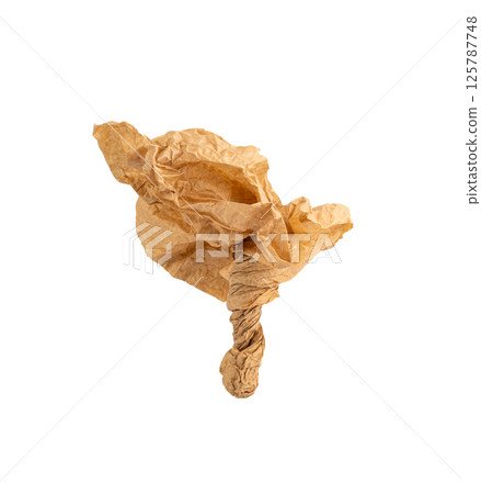 Crumpled Craft Paper Flower Isolated, Rugged Wrapping Lump, Contemporary Art Old Paper Texture Crumpled Craft Paper Flower Isolated, Rugged Wrapping Lump, Contemporary Art Old Paper Texture 125787748