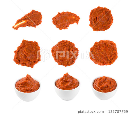 Ajvar or Pindjur Orange Vegetable Spread made from Bell Peppers Ajvar or Pindjur Orange Vegetable Spread made from Bell Peppers 125787769
