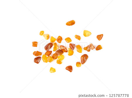 Amber stones isolated, polished orange gemstones, natural Baltic amber gems, golden resin crystals Amber stones isolated, polished orange gemstones, natural Baltic amber gems, golden resin crystals 125787778