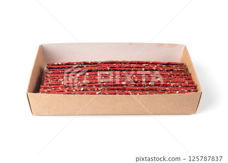 Beetroot crackers, thin rusk beet root bread, red diet multigrain crispbread, various seeds 125787837