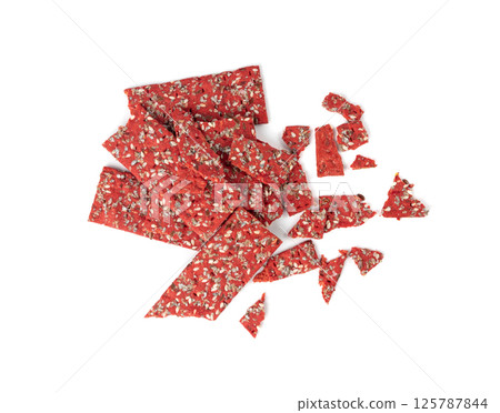 Beetroot crackers, thin rusk beet root bread, red diet multigrain crispbread, various seeds 125787844