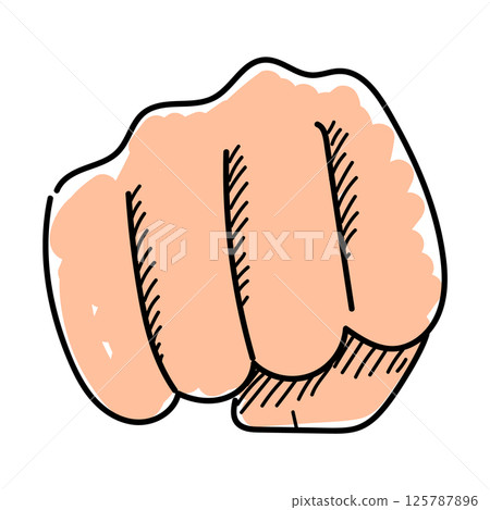 Doodle fist towards screen vector isolated Doodle fist towards screen vector isolated 125787896