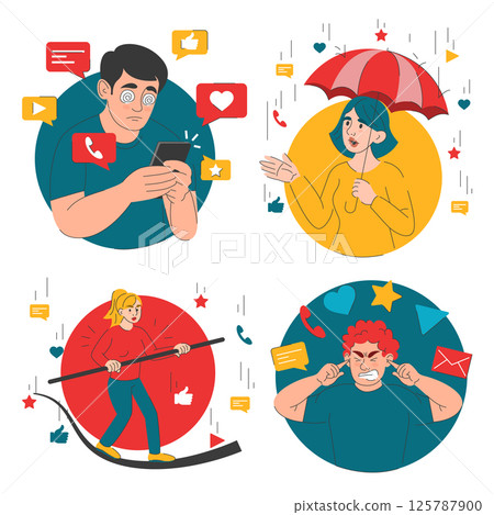 Social media overload set vector isolated Social media overload set vector isolated 125787900
